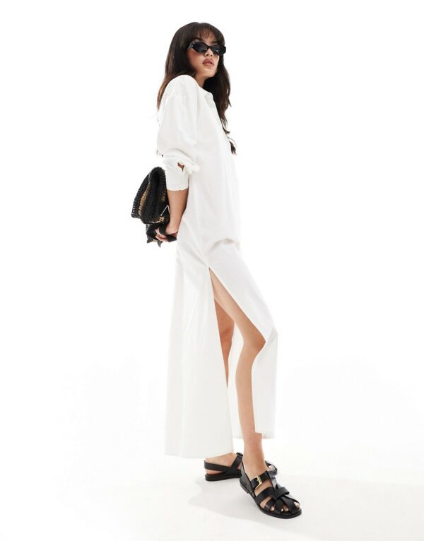 Vero Moda maxi trapeze shirt dress in white