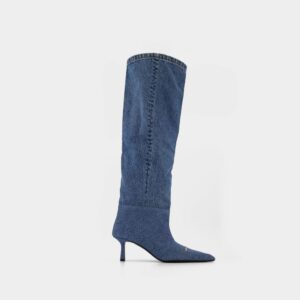 Viola Slouch Boots in Capretto, Purple