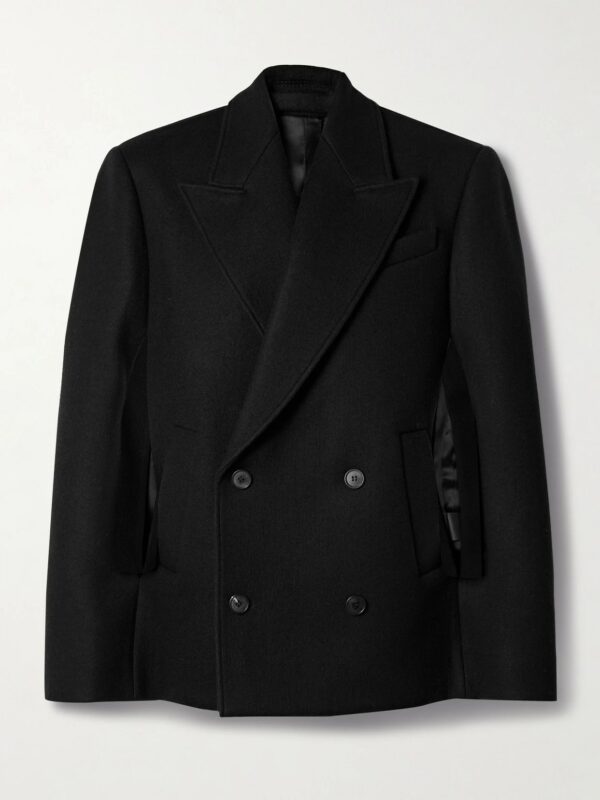 WARDROBE. NYC - Cape-effect Double-breasted Wool Coat - Black