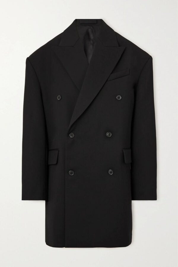 WARDROBE. NYC - Double-breasted Grain De Poudre Wool Coat - Black