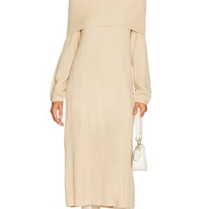 WeWoreWhat Off The Shoulder Sweater Dress in Beige. Size L, M, XS.