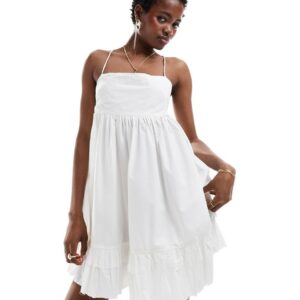 Weekday Rosella mini babydoll dress in off-white