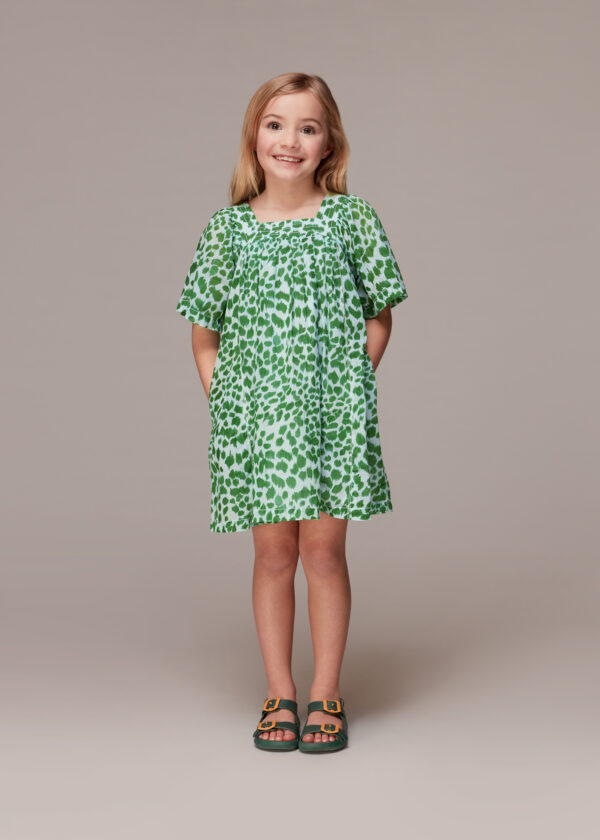 Whistles Kids Smooth Leopard Trapeze Dress