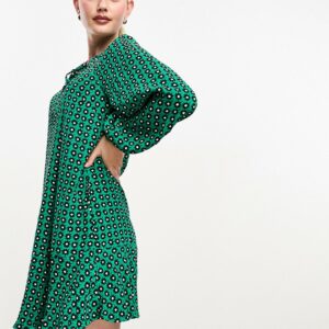 Whistles mini trapeze dress in green floral