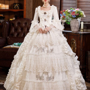 White Retro Costumes Dress For Women Marie Antoinette Costume Euro-Style Party Prom Dress