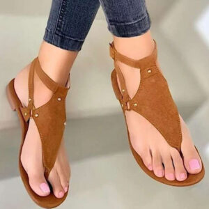 Womans Coffee Brown Flat Sandals Thong Sandals