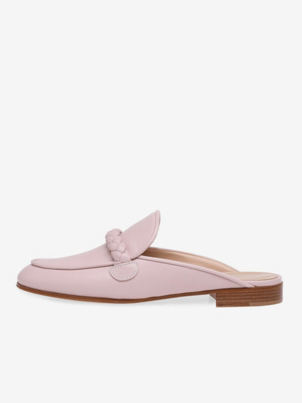 Women Pink Mule Loafers Round Toe Designed Flat Mules