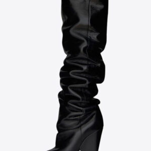 Women Slouch Boots Knee High Pointed Toe Designed Heel Boots