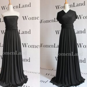 Womenland Elegant Party Wear Full Length Black Infinity Convertible Dress Evening Wedding Bridal Bridesmaid Women Bespoke Formal Dresses