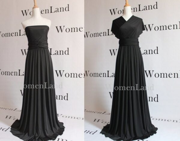 Womenland Elegant Party Wear Full Length Black Infinity Convertible Dress Evening Wedding Bridal Bridesmaid Women Bespoke Formal Dresses