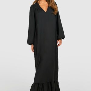 Womens Blouson Sleeve Trapeze Maxi Dress - Black - 8, Black