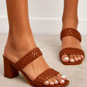 Women's Braided Chunky Heel Mule Sandals