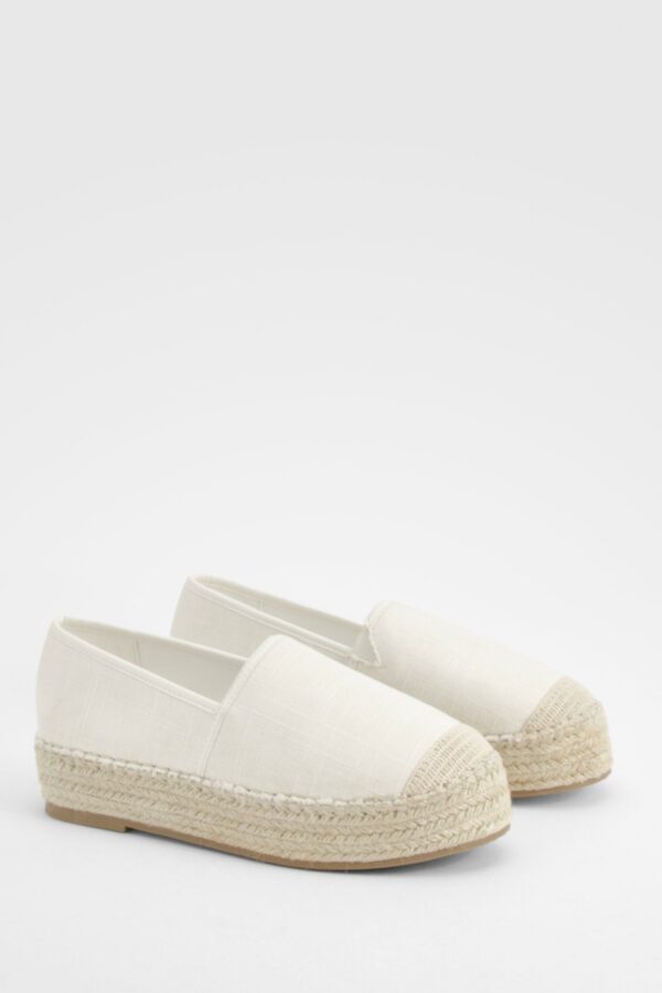 Womens Closed Toe Platform Espadrilles - White - 3, White