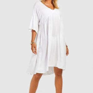 Womens Cover-Up Beach Sundress - White - L, White