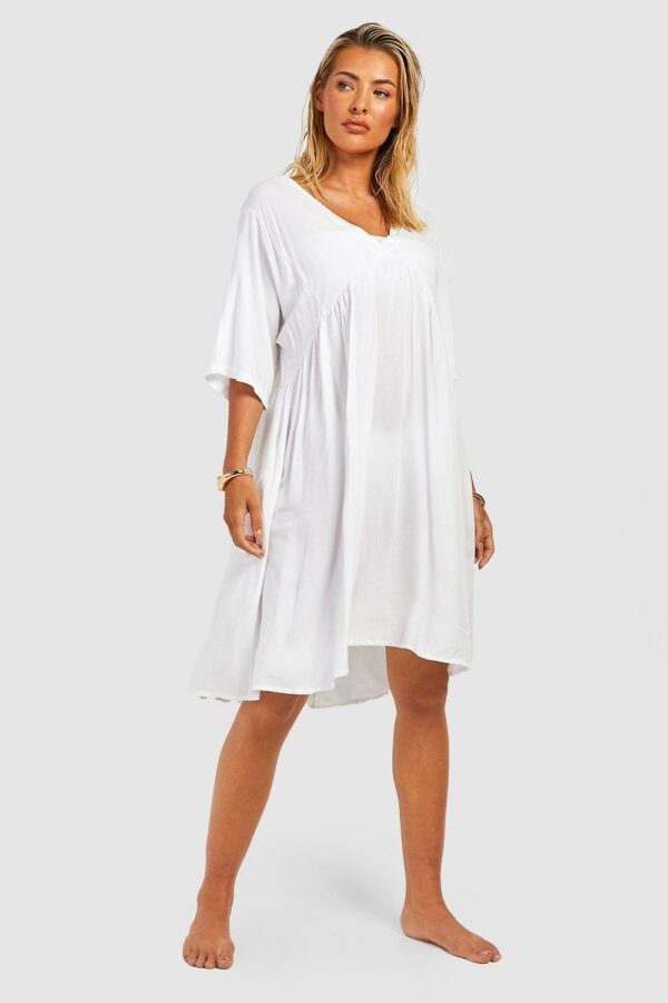 Womens Cover-Up Beach Sundress - White - L, White