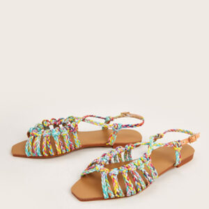 Women's Flat Sandals Colorful Open Toe Strappy Beach Sandals