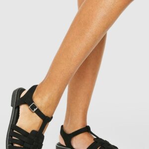 Womens Gladiator Detail Flat Sandals - Black - 3, Black