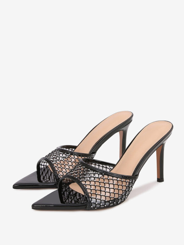 Women's Heel Sandals Fishnet Pointed Toe Stiletto Heel Sandal Slippers