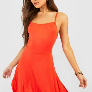 Womens Jersey Basic Swing Dress - Orange - 12, Orange