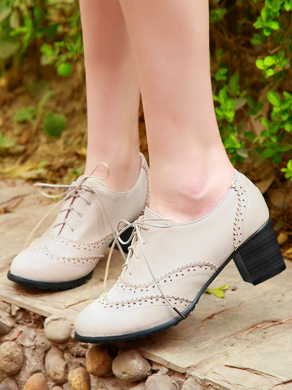 Women's Lace Up Brogues Block Heel