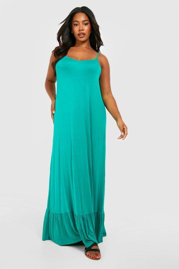 Womens Plus Jersey Swing Maxi Dress - Green - 20, Green