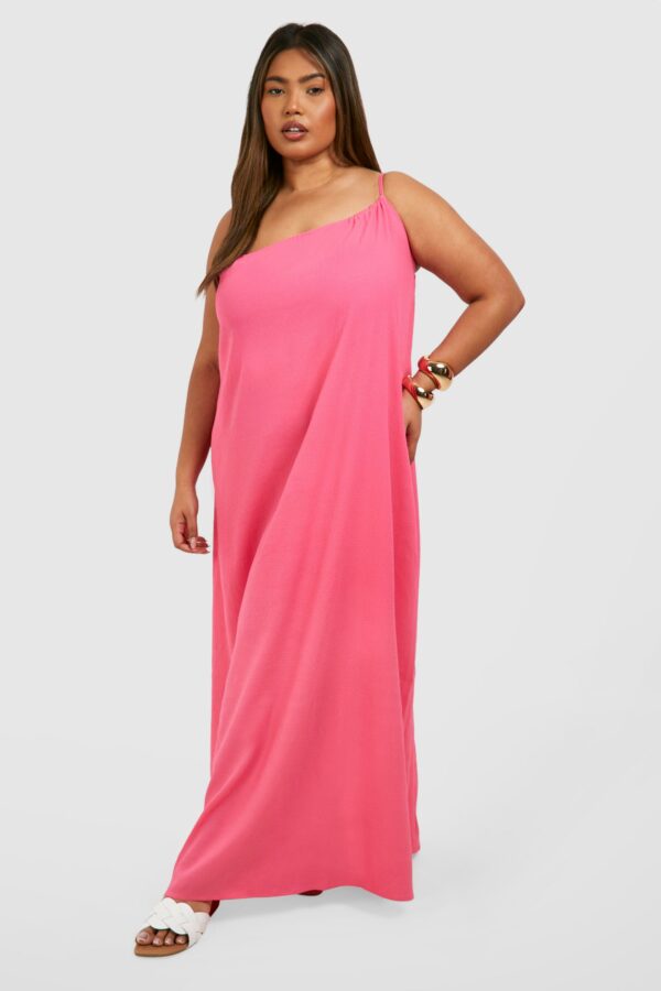 Womens Plus Textured Strappy Swing Maxi Dress - Pink - 18, Pink