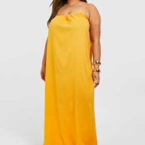 Womens Plus Textured Strappy Swing Maxi Dress - Yellow - 20, Yellow