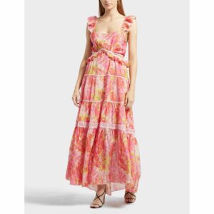 Womens Ruffled Tiered Long Dress