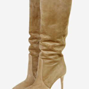 Women's Slouch Boots Suede Pointed Toe High Heel Knee High Boots