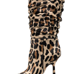 Women's Slouch Leopard Print Stiletto Heel Mid Calf Boots