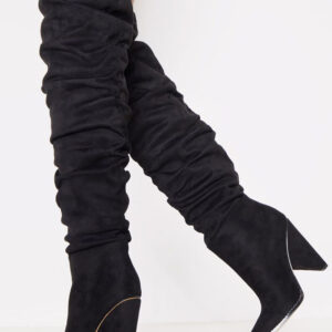 Women's Slouch Over the Knee Boots Cone Heel