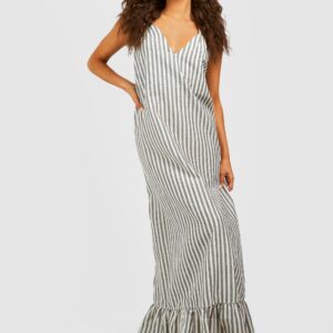 Womens Stripe Trapeze Maxi Dress - Black - 8, Black