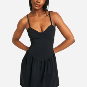 Womens Tall Bengaline Corset Mini Dress - Black - 8, Black