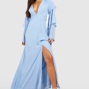 Womens Tall Bridesmaid Tiered Sleeve Occasion Maxi Dress - Blue - 6, Blue