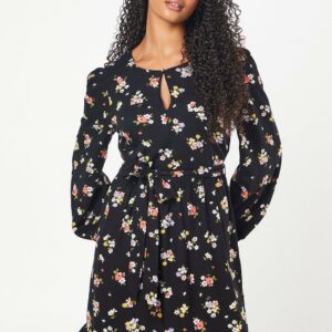 Womens Tall Floral Print Belted Mini Dress