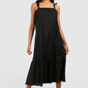 Womens Tall Halter Tiered Midaxi Dress - Black - 8, Black