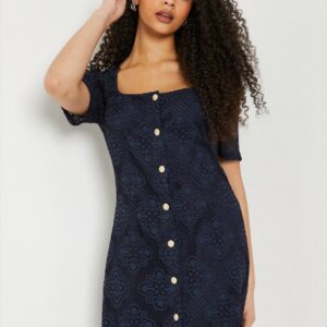 Womens Tall Lace Button Through Mini Dress