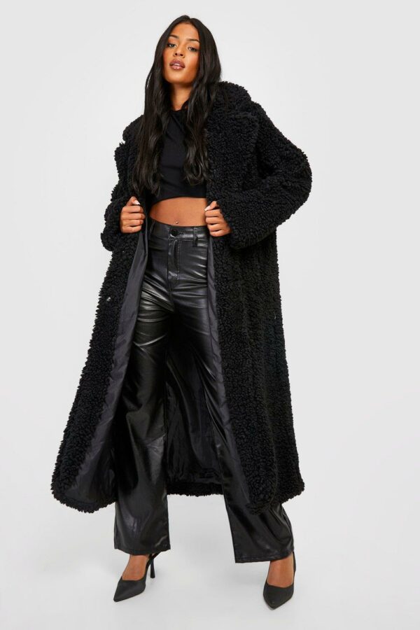 Womens Tall Oversized Teddy Coat - Black - 14, Black