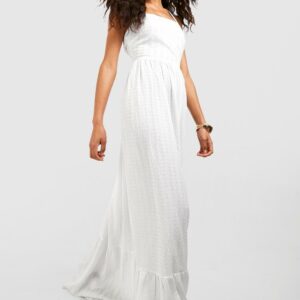 Womens Textured Open Back Tiered Maxi Dress - White - 14, White