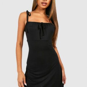 Womens Tie Shoulder Strappy Sundress - Black - 12, Black