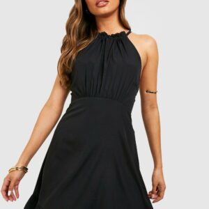 Womens Tie Strap Frill Detail Sundress - Black - 18, Black