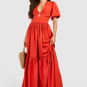 Womens Tiered Maxi Dress - Orange - 8, Orange