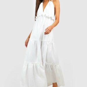 Womens Tiered Maxi Dress - White - 12, White