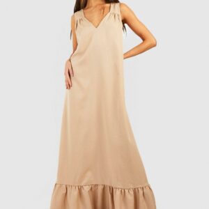 Womens Trapeze Maxi Dress - Beige - 8, Beige