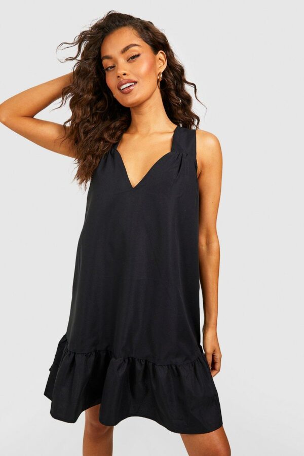 Womens Trapeze Mini Dress - Black - 8, Black