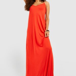 Womens Trapeze Strappy Maxi Dress - Orange - 10, Orange