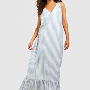 Womens Trapeze Striped Maxi Dress - Blue - 8, Blue