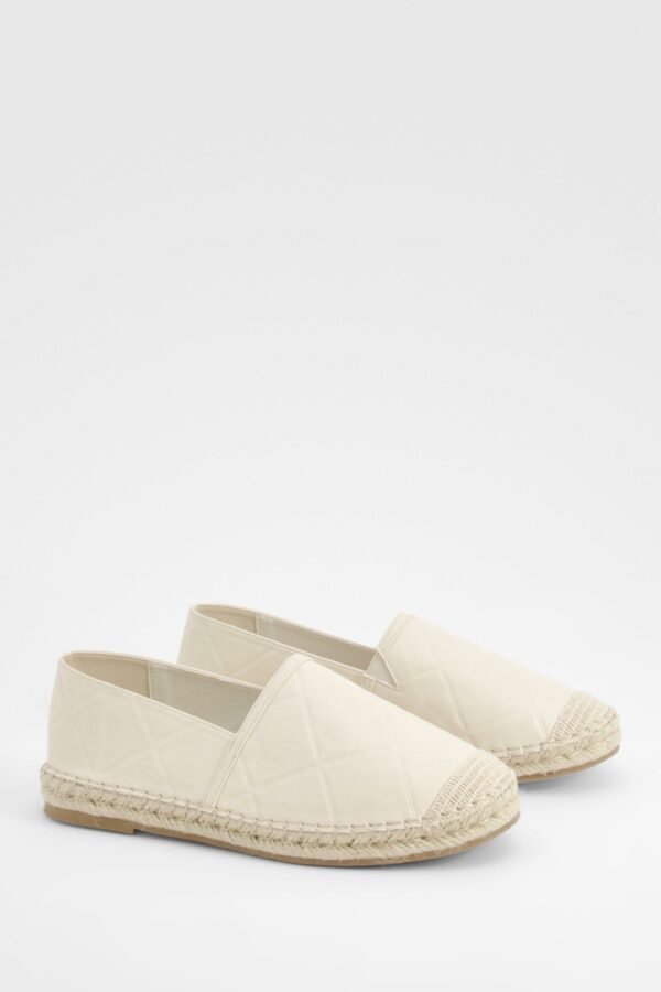 Womens Wide Fit Embossed Espadrilles - Beige - 3, Beige