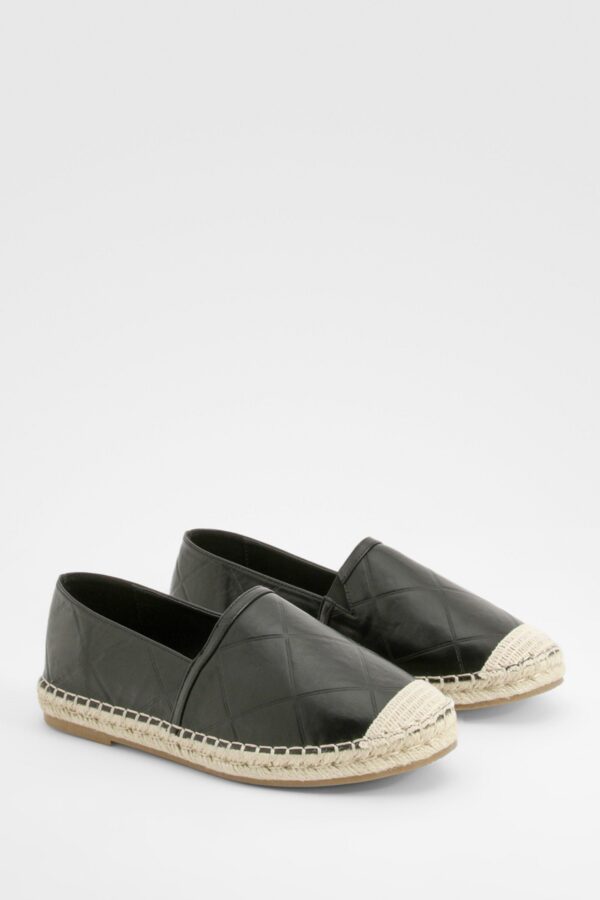 Womens Wide Fit Embossed Espadrilles - Black - 3, Black