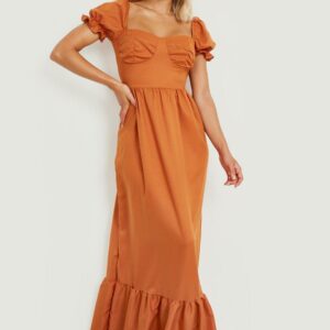 Womens Woven Tiered Sweetheart Maxi Dress - Orange - 10, Orange